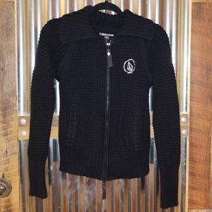 Volcom black knit zip up size M